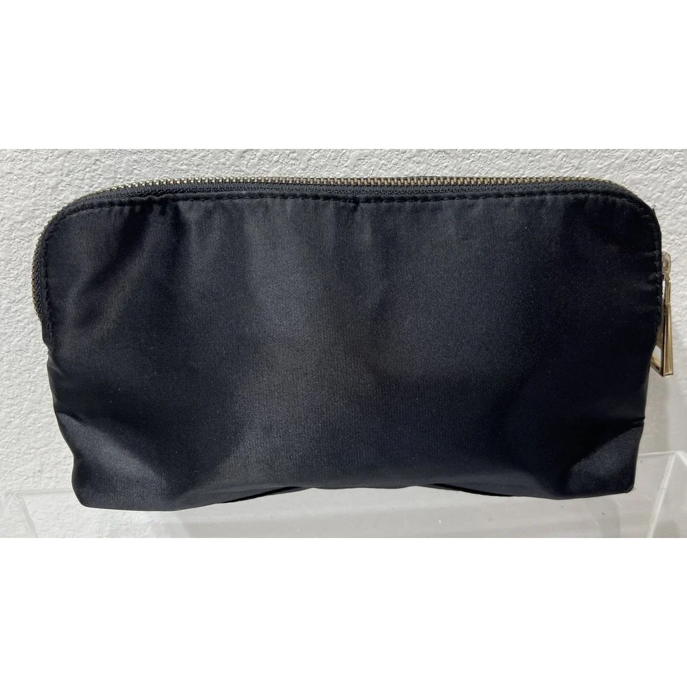 VICTORIA SECRET Makeup Bag Black With Silver & Gold Sequins Studs LEOPARD Lined